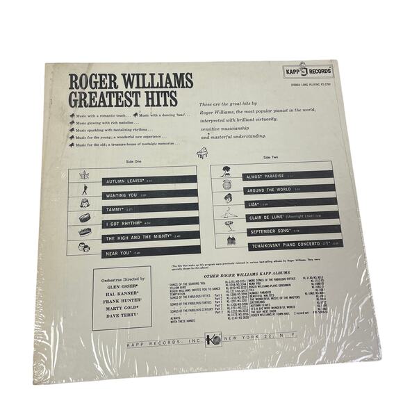 Vintage 1961 Rogers Williams Greatest Hits Kapp Records LP Vinyl Record - Picture 2 of 2